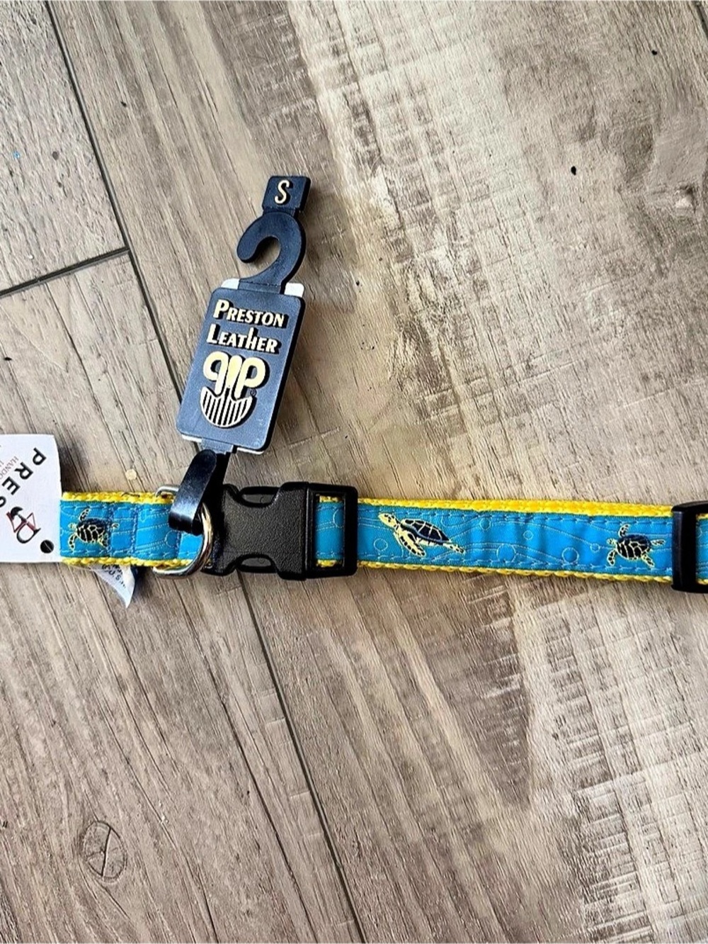 Preston Sea Turtle Print Dog Collar in Blue & Yellow adjustable Sm NWT